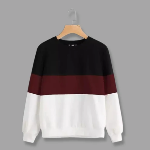 Black Maroon And White Block Sweatshirt