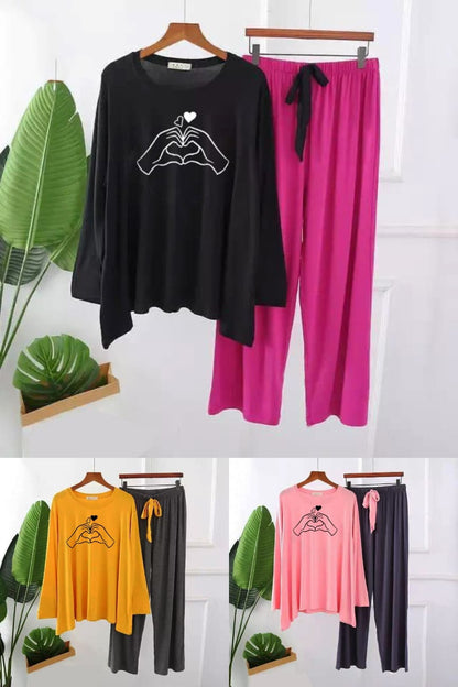 Premium 2 Hand Print Full Sleeves Long wear Pajama Set for Women