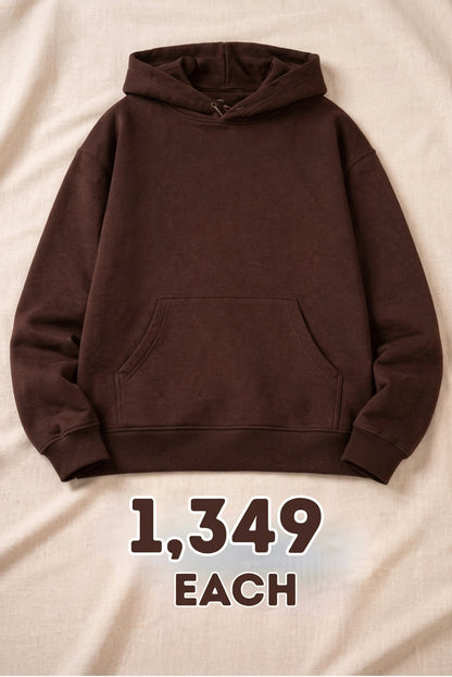 Dark Brown Basic Kangaroo Hoodie for Men
