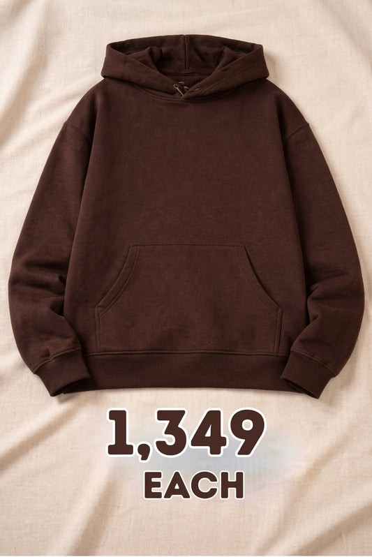 Dark Brown Basic Kangaroo Hoodie for Men