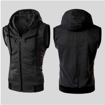 Charcoal Sleeveless Hooded Zipper