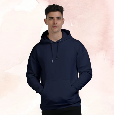 Navy Blue Basic Kangaroo Hoodie for Men