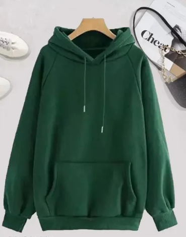 Green Basic Kangaroo Hoodie for Men