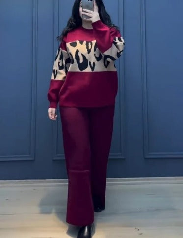 Maroon Wild Printed Fleece Co-ord Set