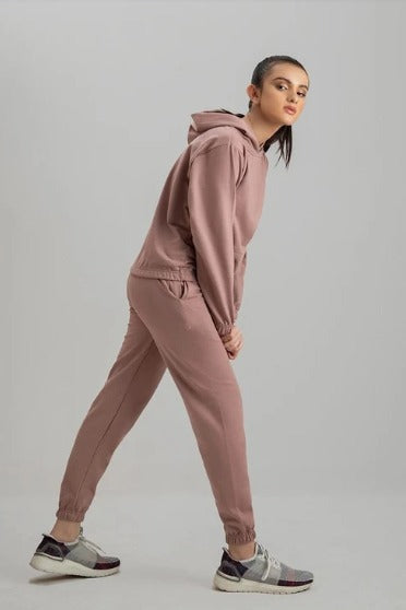 Tea Pink Warm Hoodie And Pant Co-ord Set