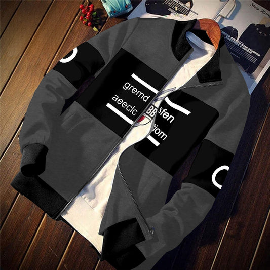Charcoal Black Full Zip-up winter Fleece Fabric Jacket Upper