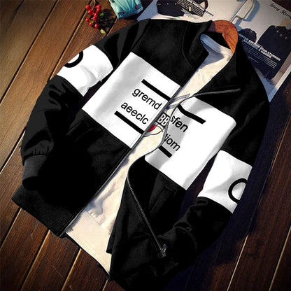 White Black Full Zip-up winter Fleece Fabric Jacket Upper
