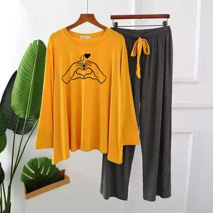 Premium 2 Hand Print Full Sleeves Long wear Pajama Set for Women