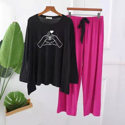 Premium 2 Hand Print Full Sleeves Long wear Pajama Set for Women